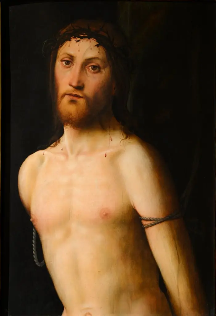 Christ at the Column, by Lorenzo Costa, oil, 1500