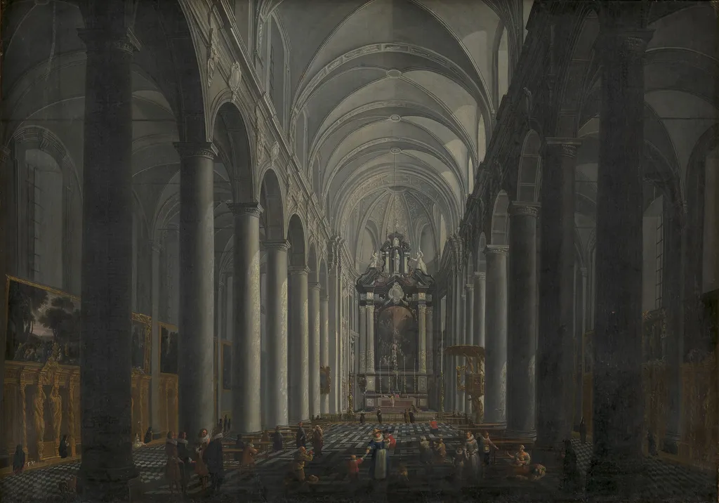 Interior of the Jesuit Church in Bruges, by Jacob Balthasar Peeters, oil, 1700