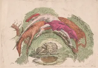 Man Struggling with an Ox, by Giovanni Francesco Costa, watercolor, 1747