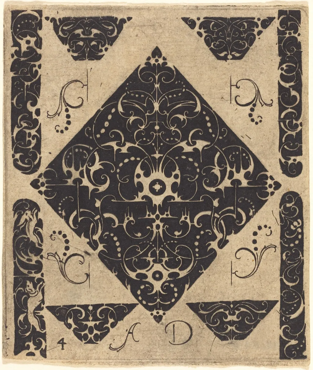 Ornament, by Master AD, ink, 1564