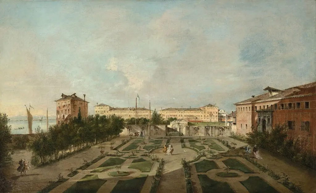 The Garden of Palazzo Contarini dal Zaffo, by Francesco Guardi, oil, 1790