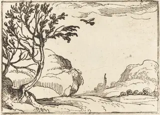 Turtle Dove Flying in the Desert, by Jacques Callot, ink, 1628