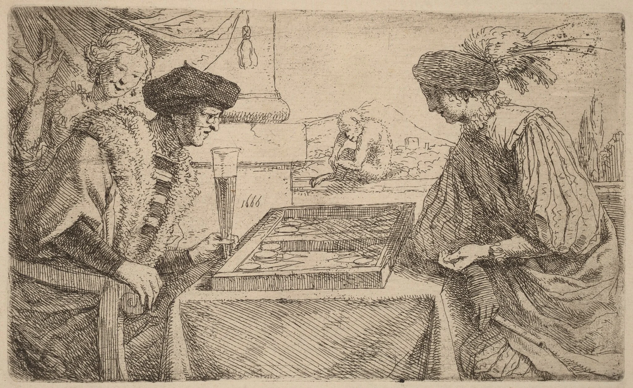 The Board Players, detail