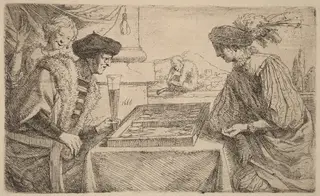 The Board Players, by Leendert van der Cooghen, ink, 1646