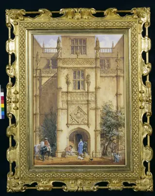 The Porch at Montacute House, Somerset, by Joseph Nash, watercolor, 1842