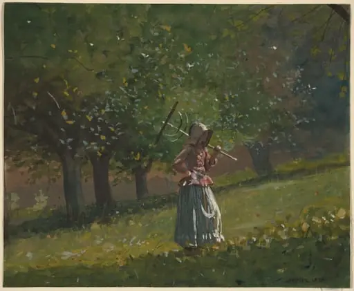 Girl with Hay Rake, by Winslow Homer, watercolor, 1878