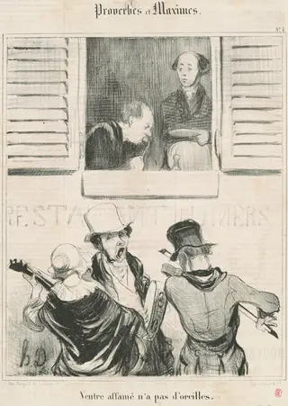 Ventre affamé n'a pas d'orleilles, by Honoré Daumier, ink, 1840