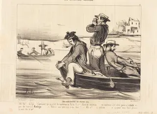 Une Rencontre en pleine eau, by Honoré Daumier, ink, 1843