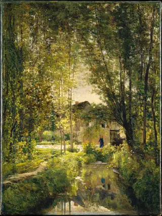 Landscape with a Sunlit Stream, by Charles François Daubigny, oil