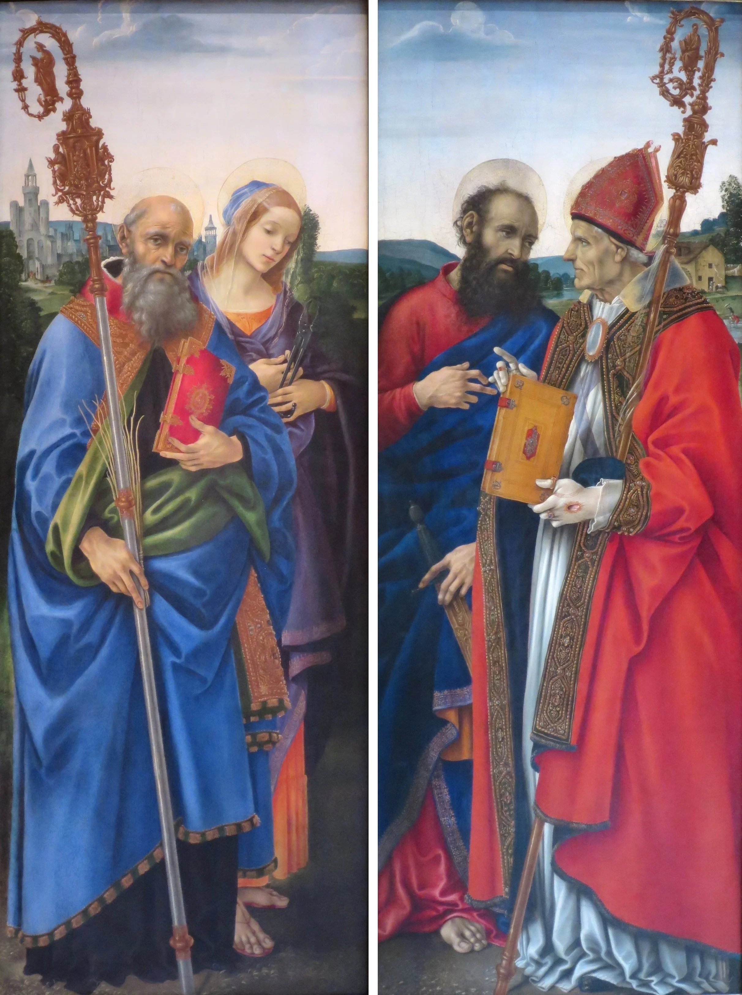 Saints Benedict and Apollonia (left) and Saints Paul and Frediano (right), detail