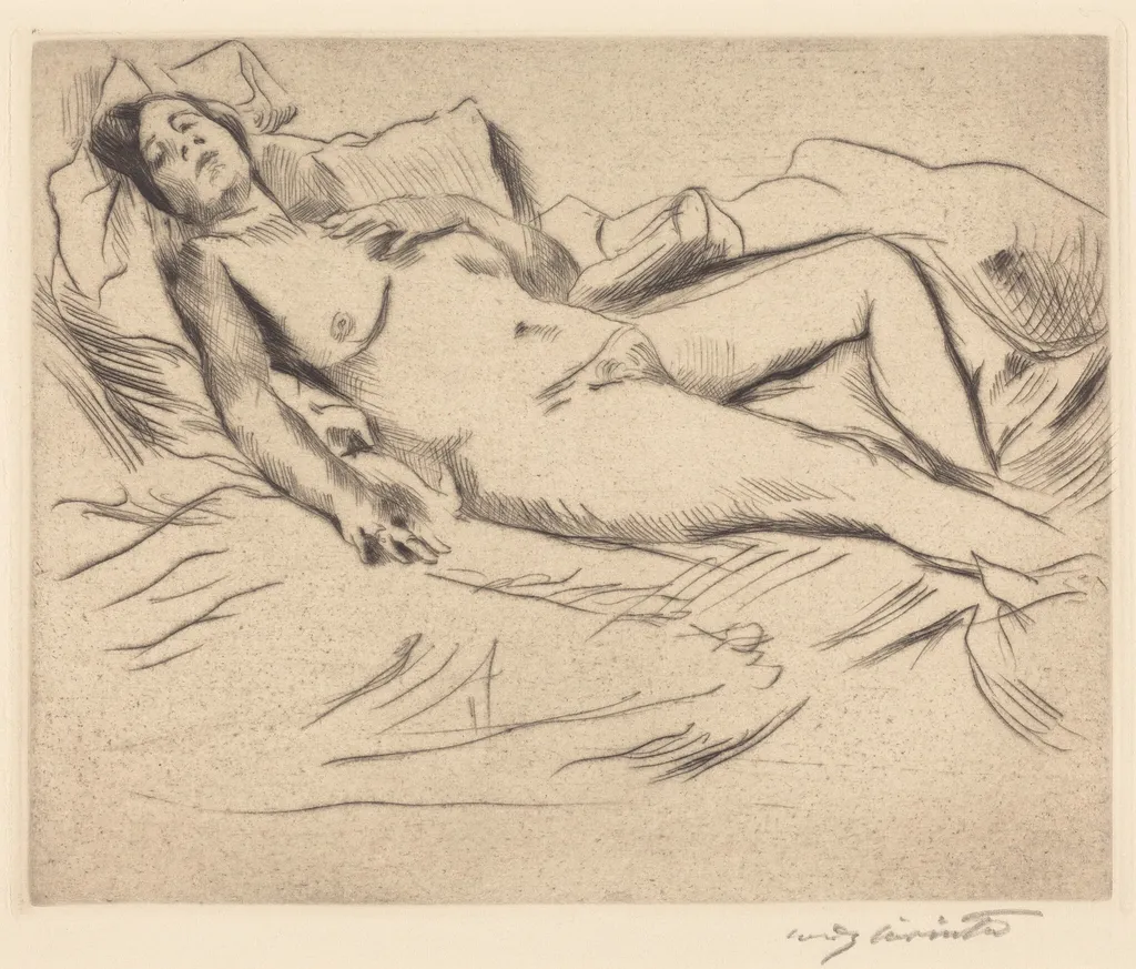 Schlafende (Sleeping Woman), by Lovis Corinth, ink, 1912