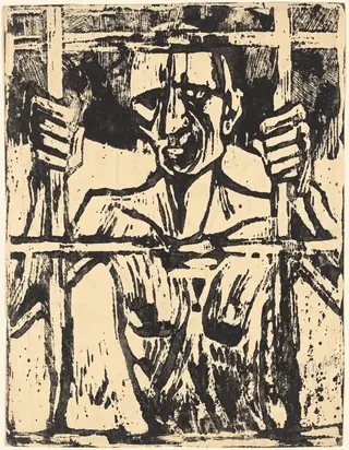The Prisoner (Der Gefangene), by Christian Rohlfs, ink, 1918