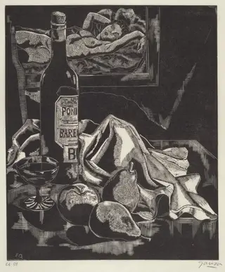 Still Life With Figure, by Emil Ganso, ink, 1930