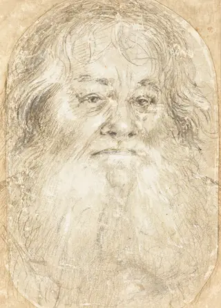 Study of a Bearded Man [verso], by Hans Holbein the Elder, charcoal, 1509