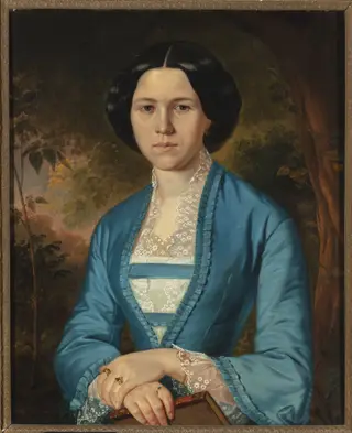 Portrait of a lady, by Franciszek Mielnicki, oil, 1866
