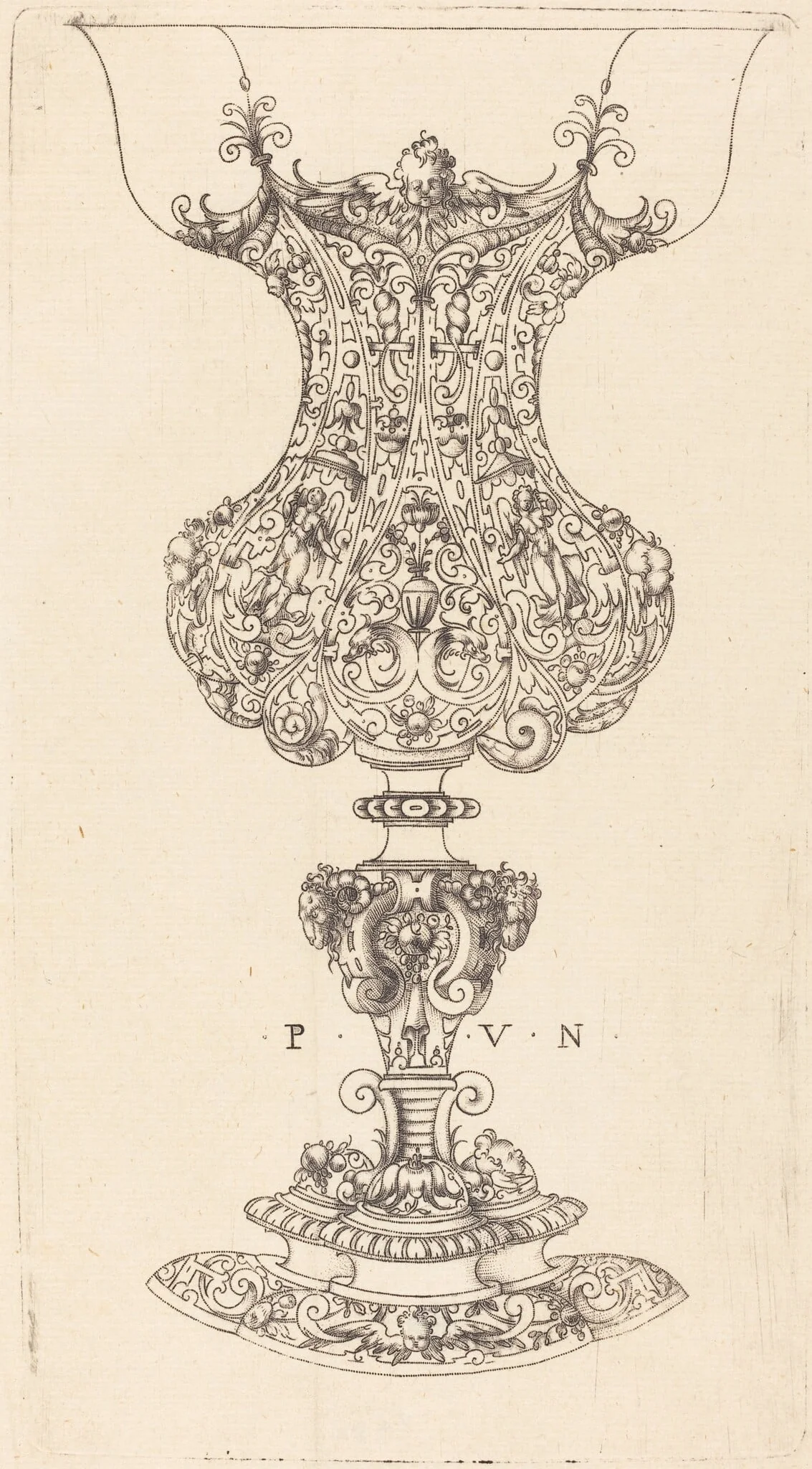 A Cup with Rams' Heads at the Foot, detail