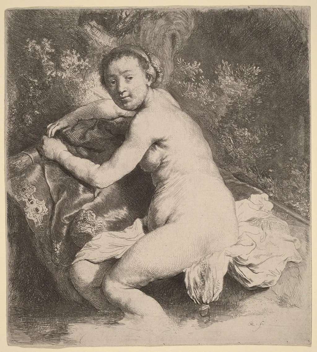 Diana at the Bath, by Rembrandt, ink, 1631
