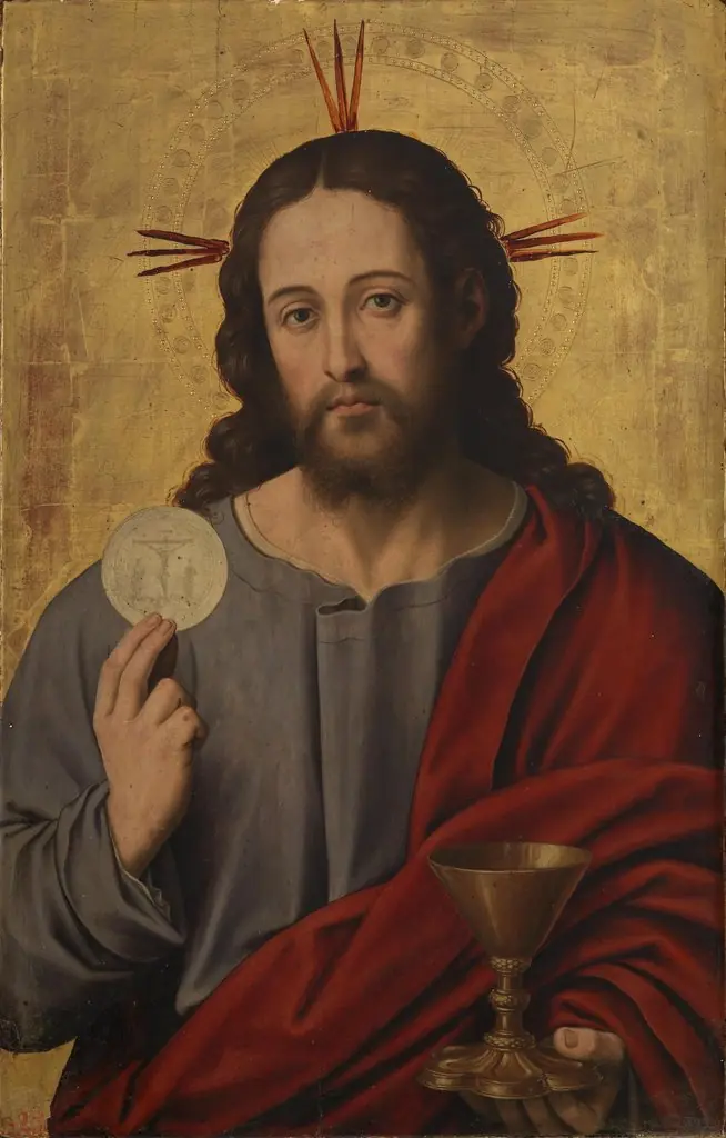 Christ the Saviour with the Eucharist, by Juan de Juanes, oil, 1545