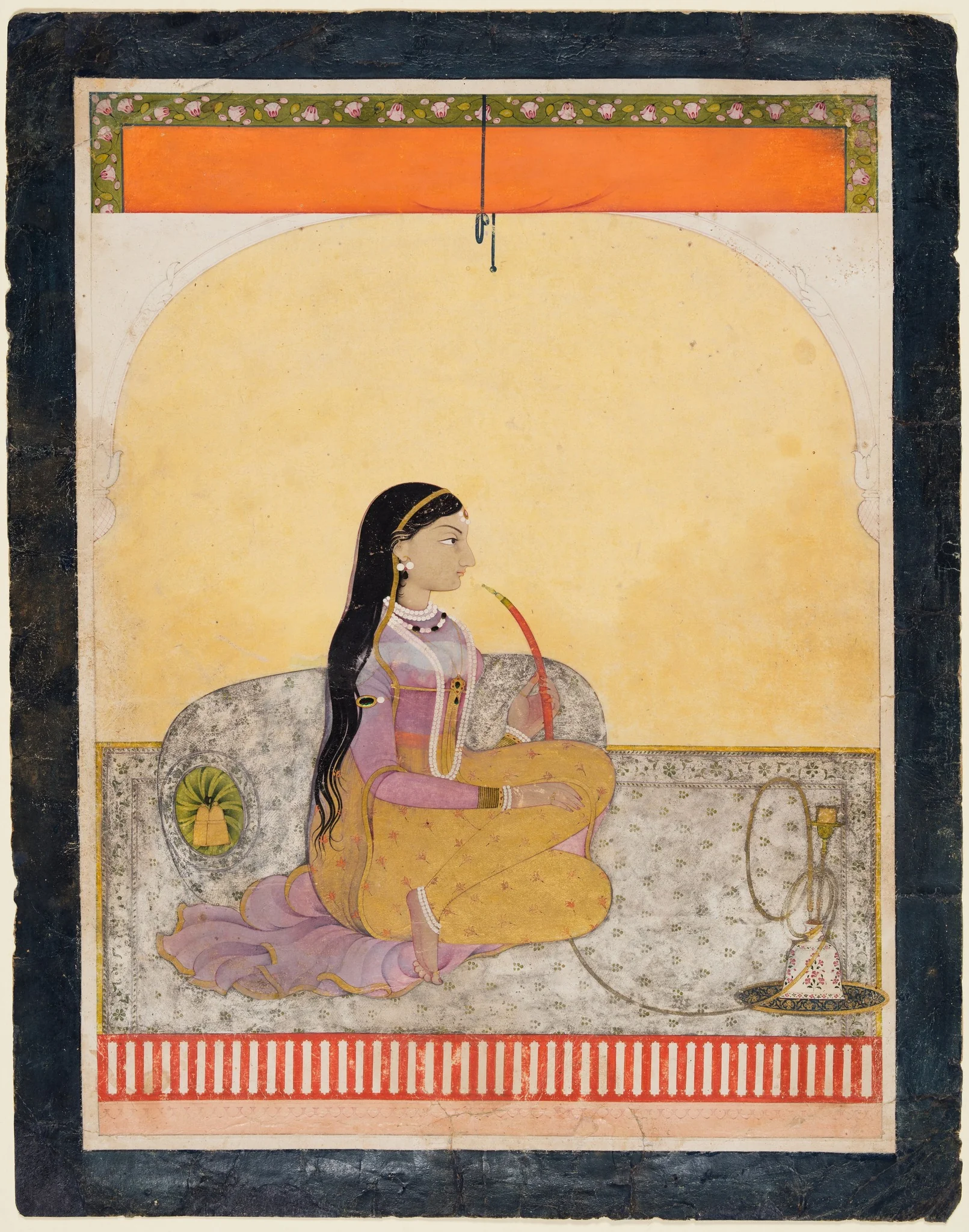 Seated Lady Smoking a Hookah, detail