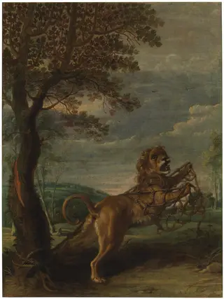 Aesop's fable: The Lion and the Mouse, by Frans Snyders, oil, 1601