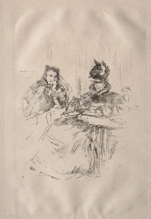 Afternoon Tea, Mrs. Phillips and Mrs. Charles Whibley, detail