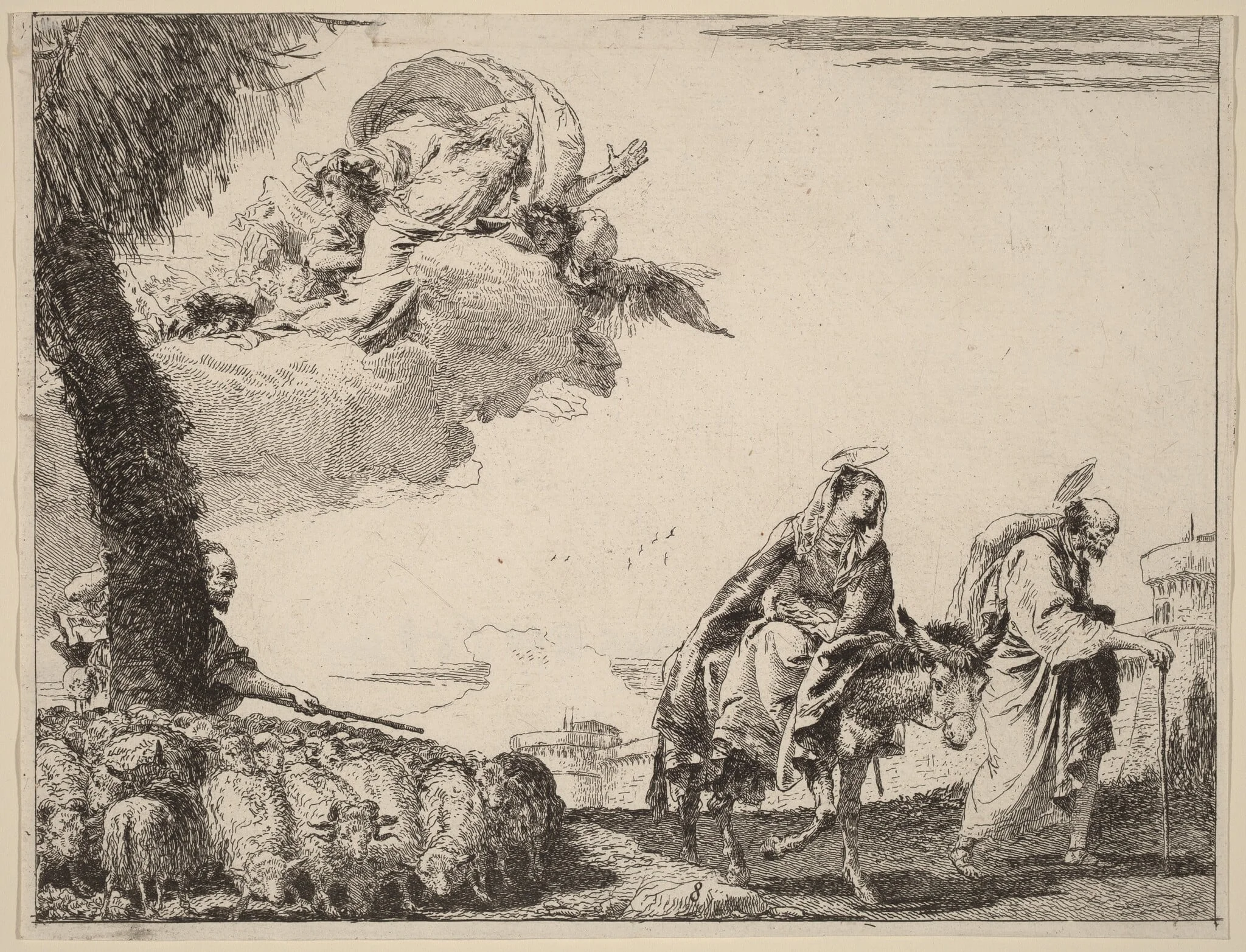 The Flight with the Holy Family at the Right, detail