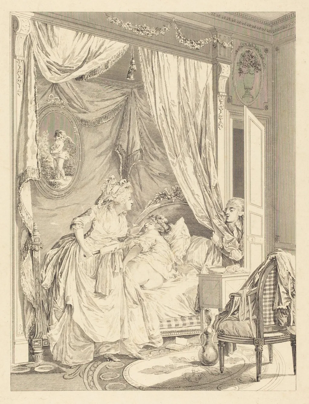 Le contretemps, by Francois-Nicolas-Barthelemy Dequevauviller, ink, 1786