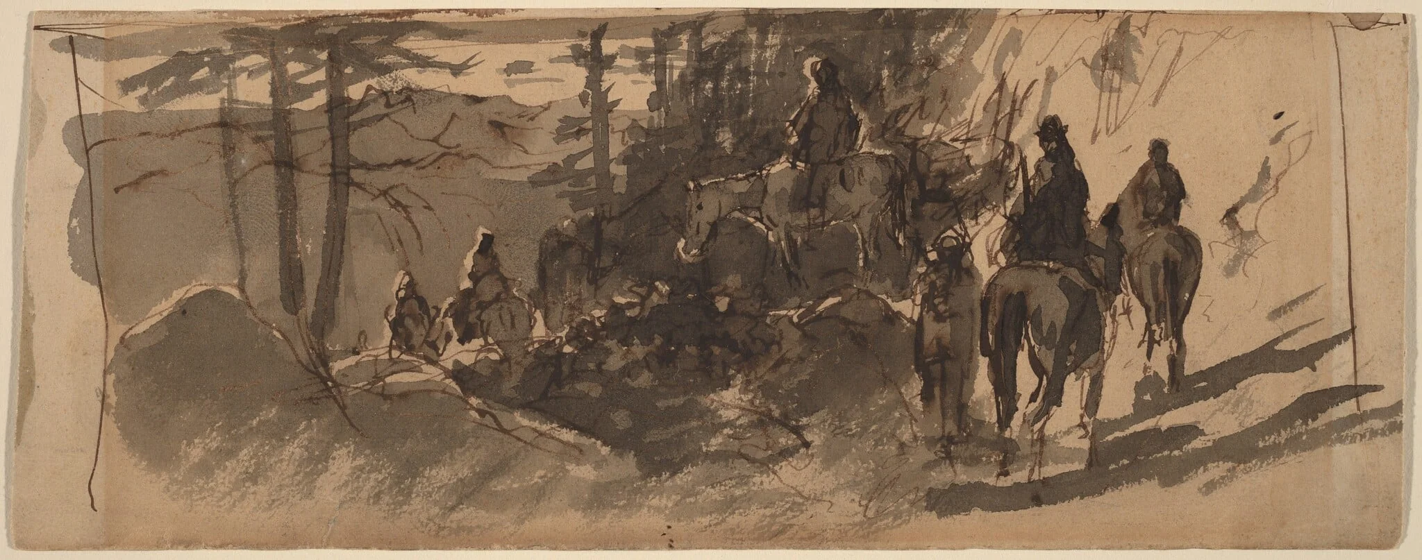 In the Sierras, A Pack Train, detail