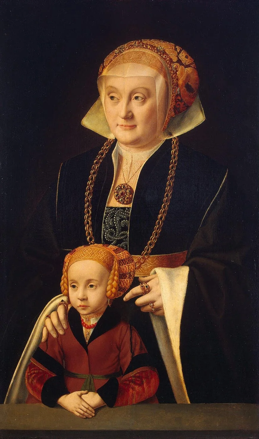 Portrait of a Lady and Her Daughter, detail
