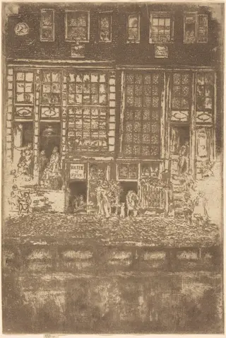 The Embroidered Curtain, by James McNeill Whistler, ink, 1889