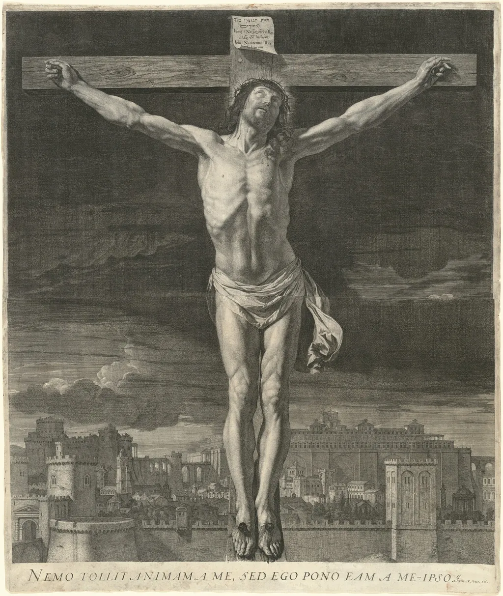 Christ Dying on the Cross, by Jean Morin, ink, 1650