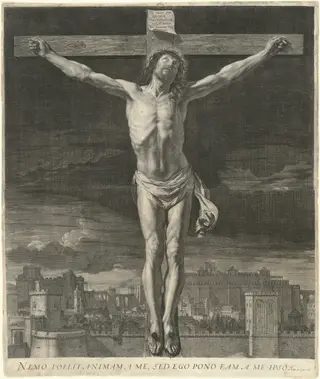 Christ Dying on the Cross, by Jean Morin, ink, 1650