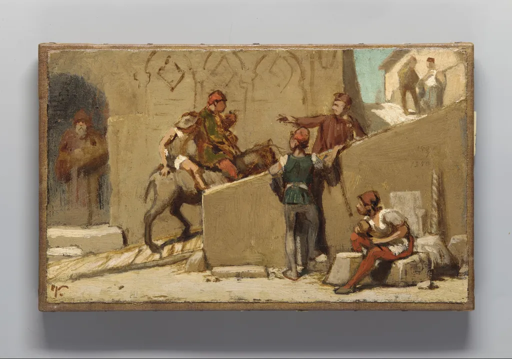 The Fable of the Miller, His Son, and the Donkey, by Elihu Vedder, oil, 1867