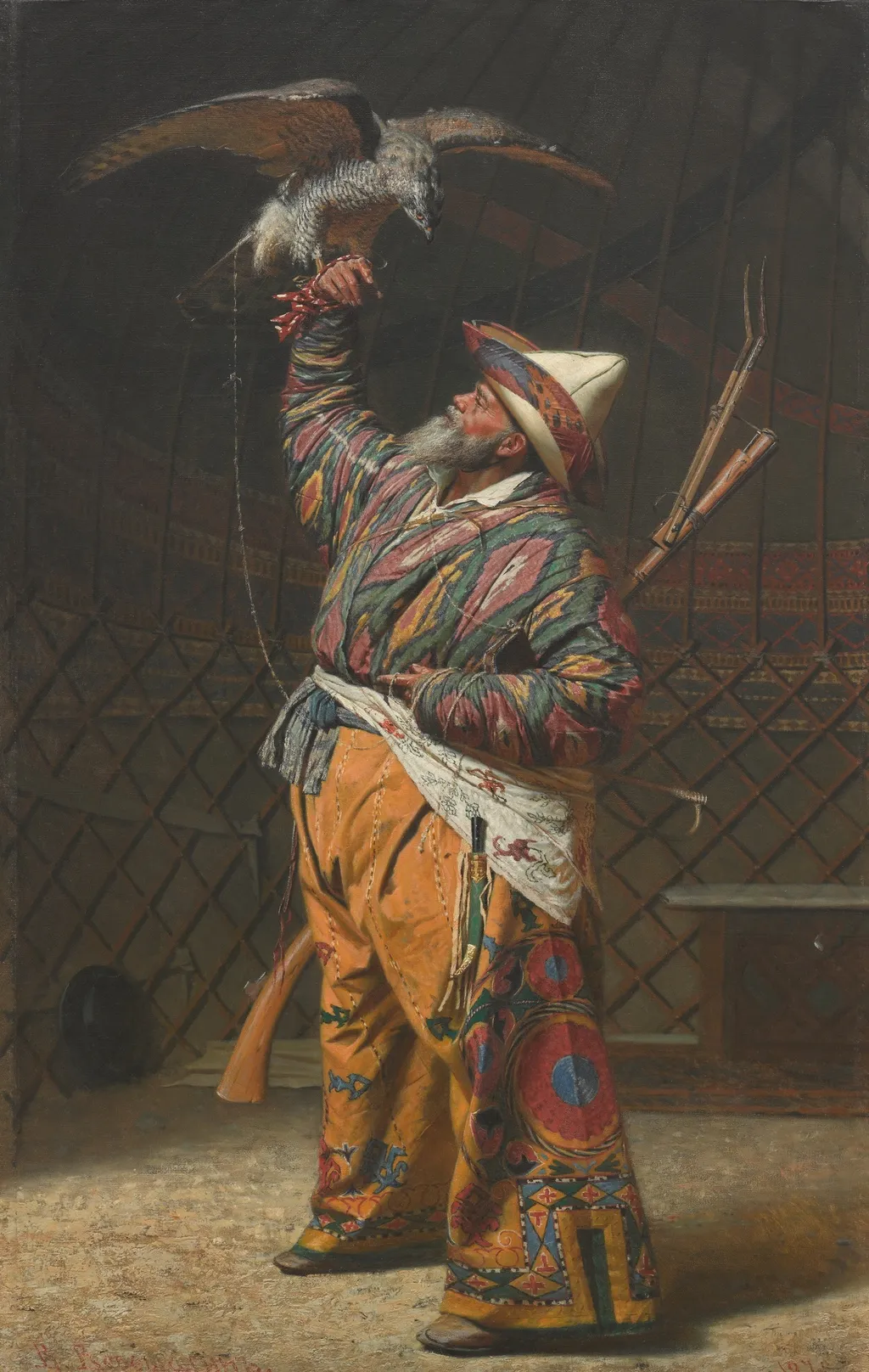 A Rich Kirghiz Huntsman with a Falcon, by Vasily Vereshchagin, oil, 1871