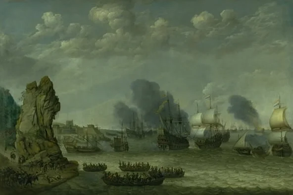 A Battle near a Coast between Spaniards and Disembarking Dutchmen, detail
