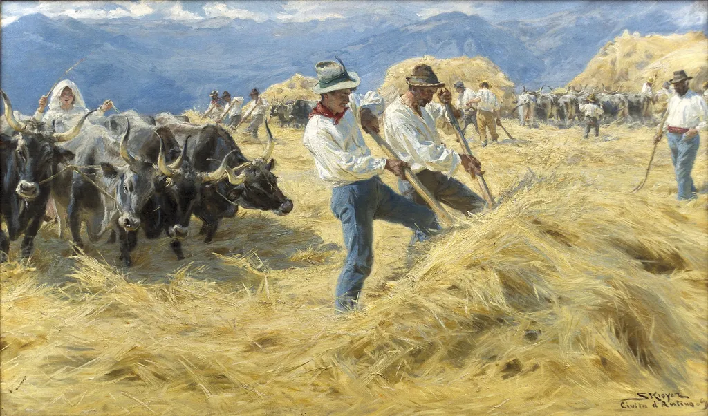 Threshing in the Abruzzi. Cività d'Antino, by Peder Severin Krøyer, oil, 1896