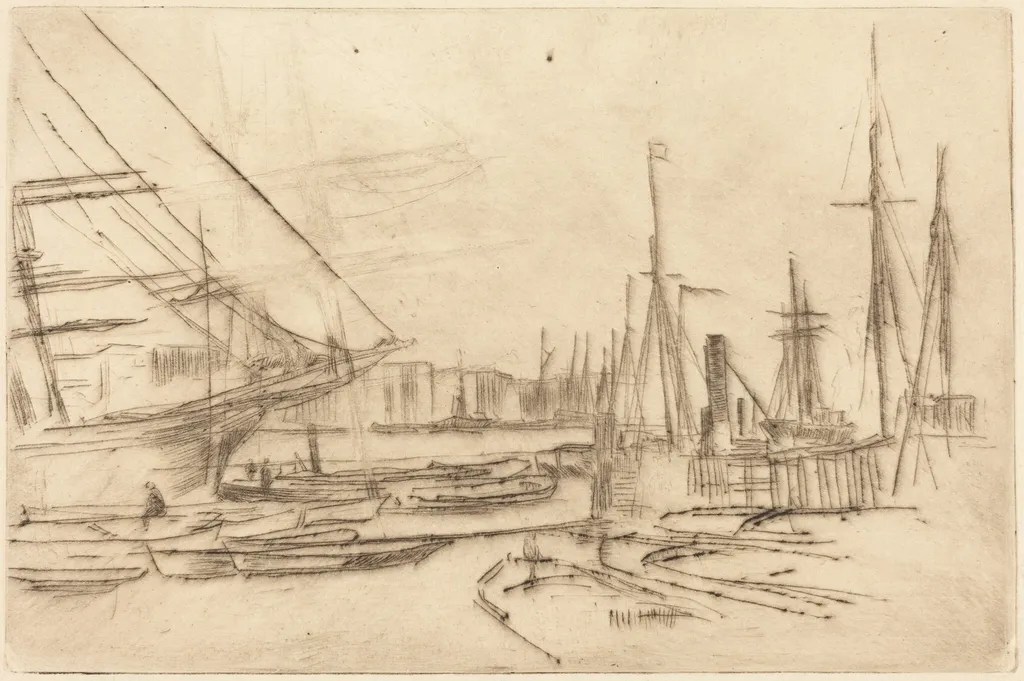A Sketch from Billingsgate, by James McNeill Whistler, ink, 1878