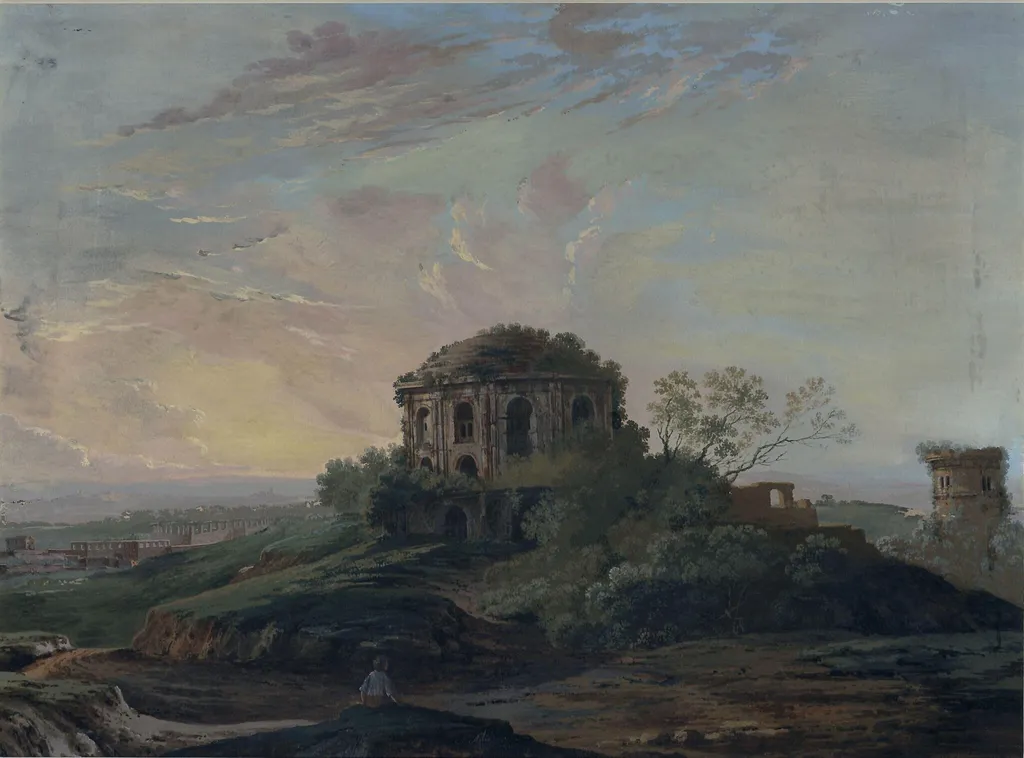 Tempio della Tosse, by Agostino Aglio, watercolor, 1800