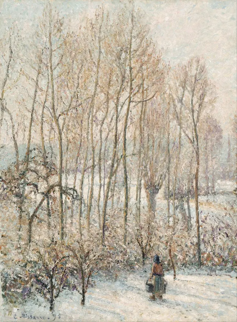 Morning Sunlight on the Snow, Éragny-sur-Epte, by Camille Pissarro, oil, 1898