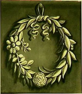 Decoratiestuk met lauwerkrans met bloemen