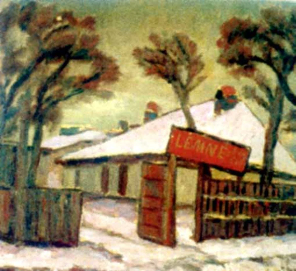 Peisaj de iarnă (Depozit de lemne), detail
