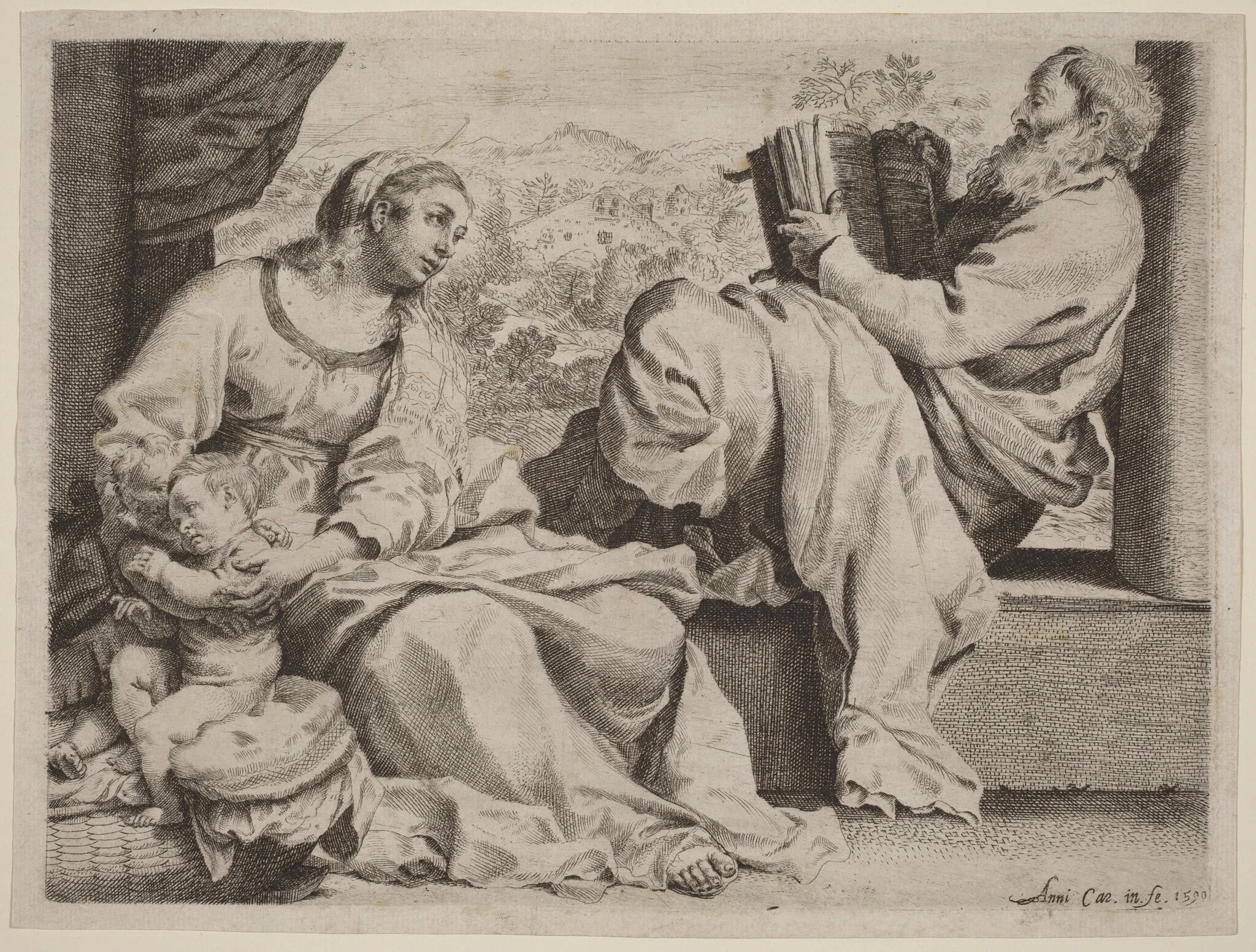 The Holy Family with Saint John the Baptist, detail