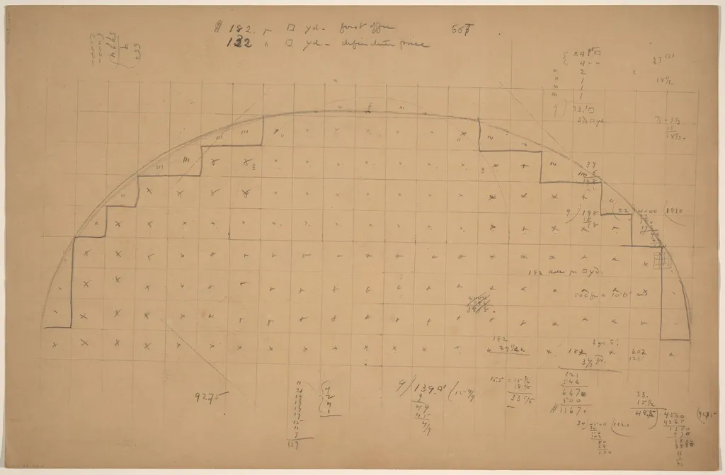 Diagram of a Lunette [verso], by Charles Sprague Pearce, graphite, 1894