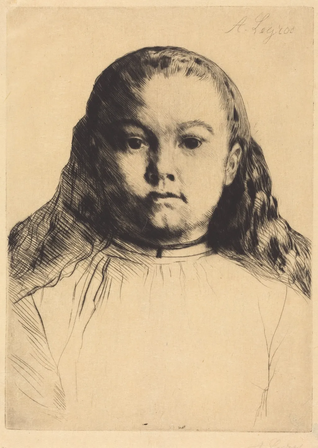 Little Marie (La petite Marie), by Alphonse Legros, ink, 1874