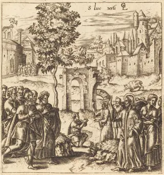 The Ten Lepers are Cleansed, by Léonard Gaultier, ink, 1578