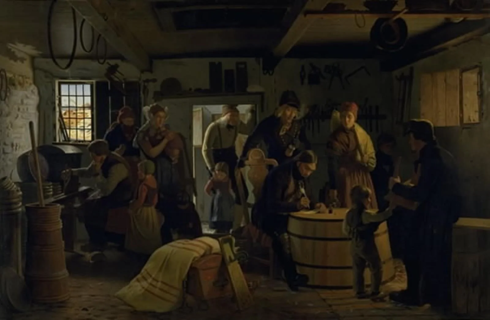 The Bailiff Calls on a Poor Cooper in Salling, detail