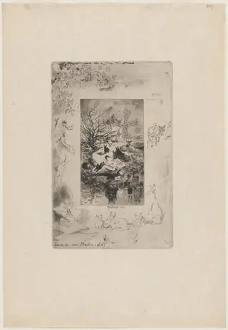 Title Page, by Félix-Hilaire Buhot, ink, 1879
