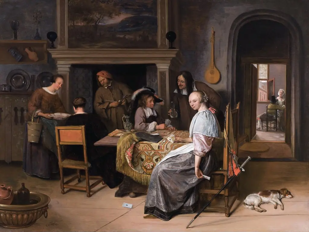 The Card Players in an Interior, by Jan Steen, oil, 1661