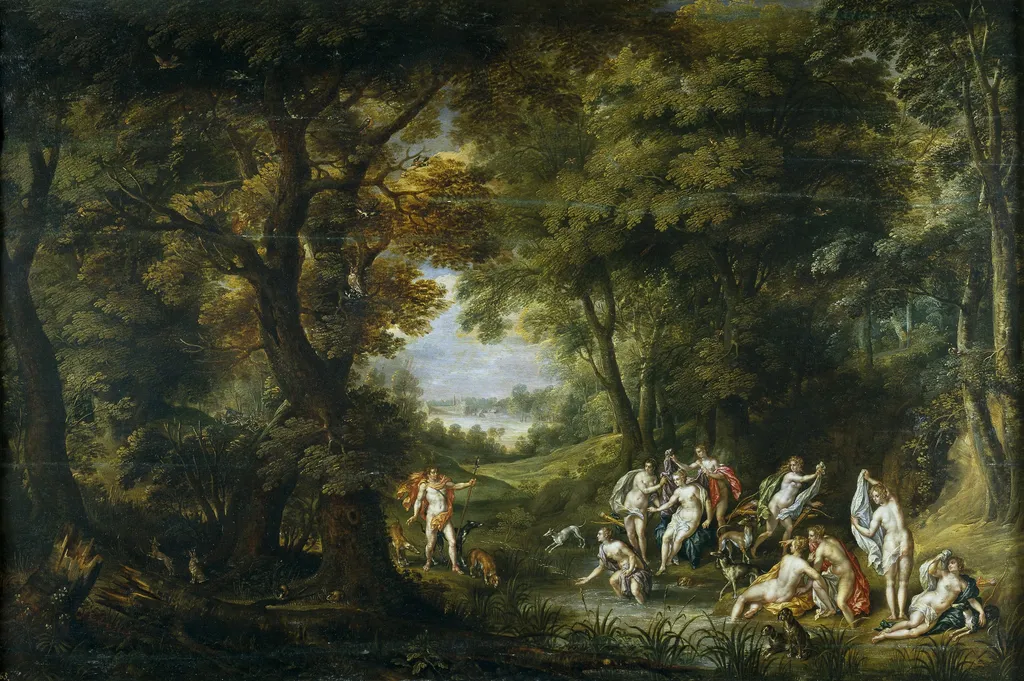 Landscape with Diana and Acteon, by Denis van Alsloot, oil, 1608
