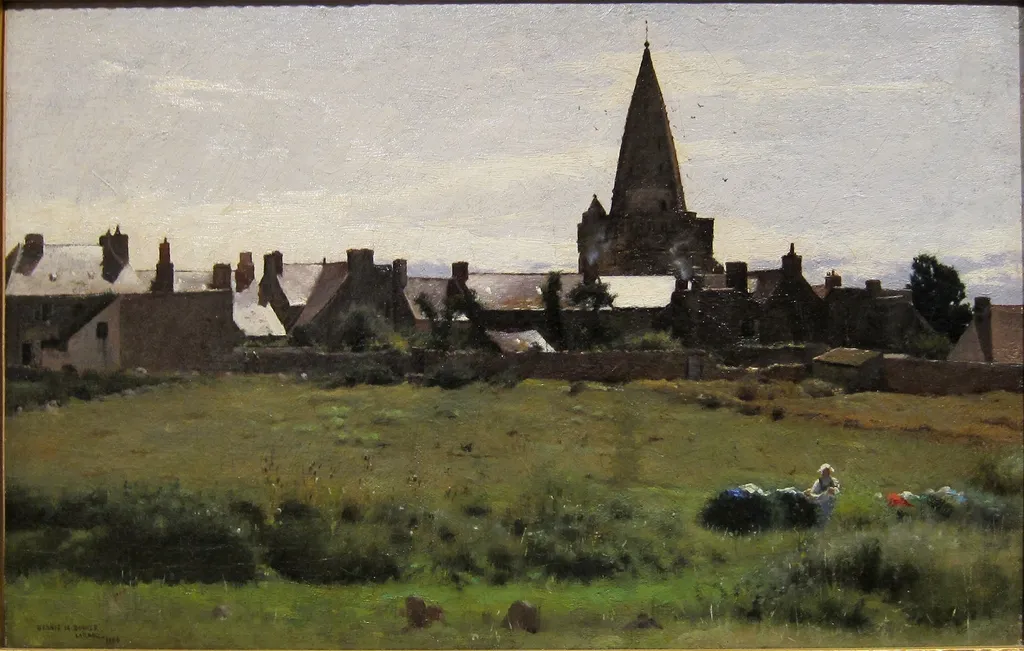 Brittany Town Morning, Larmor, by Dennis Miller Bunker, oil, 1892